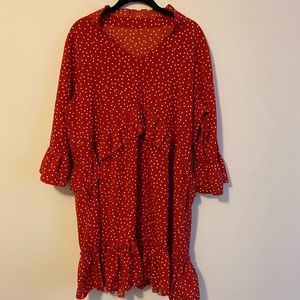 SHEIN Red and White Polka Dot Dress